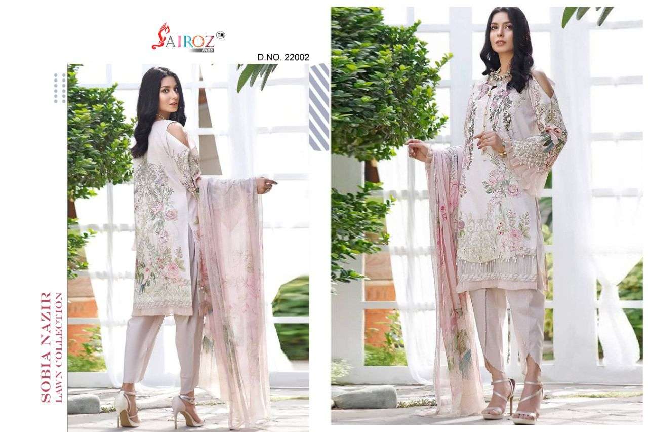 SOBIA NAZIR LAWN COLLECTION BY SAIROZ FABS 22001 TO 22003 SERIES PAKISTANI SUITS BEAUTIFUL FANCY COLORFUL STYLISH PARTY WEAR & OCCASIONAL WEAR PURE  COTTON DIGITAL PRINT DRESSES AT WHOLESALE PRICE
