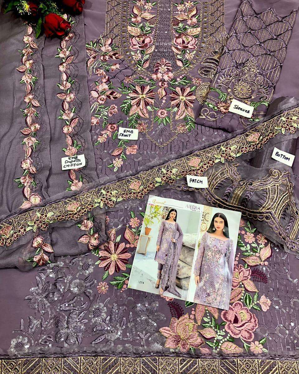 COSMOS HIT DESIGN 1274 BY COSMOS PAKISTANI SUITS BEAUTIFUL FANCY COLORFUL STYLISH PARTY WEAR & OCCASIONAL WEAR FAUX GEORGETTE EMBROIDERED DRESSES AT WHOLESALE PRICE