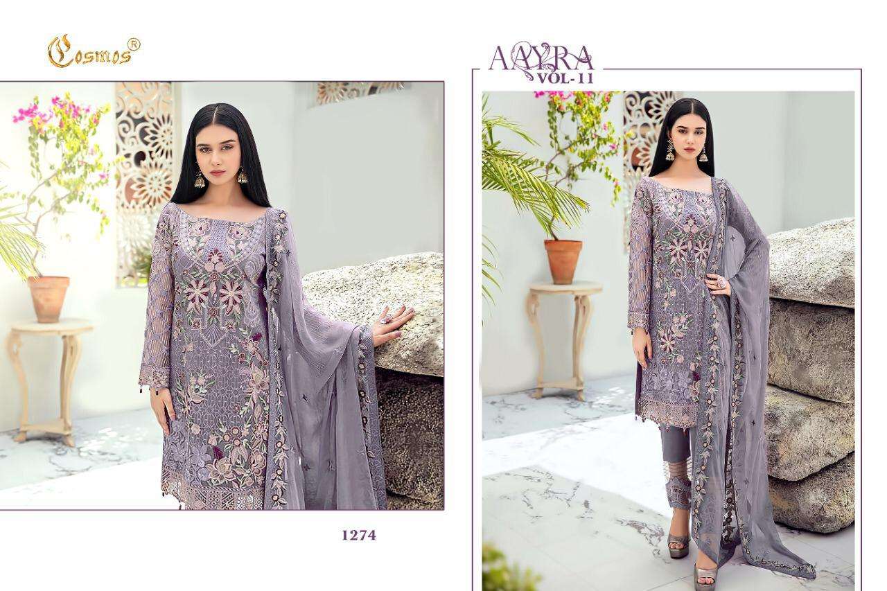 COSMOS HIT DESIGN 1274 BY COSMOS PAKISTANI SUITS BEAUTIFUL FANCY COLORFUL STYLISH PARTY WEAR & OCCASIONAL WEAR FAUX GEORGETTE EMBROIDERED DRESSES AT WHOLESALE PRICE