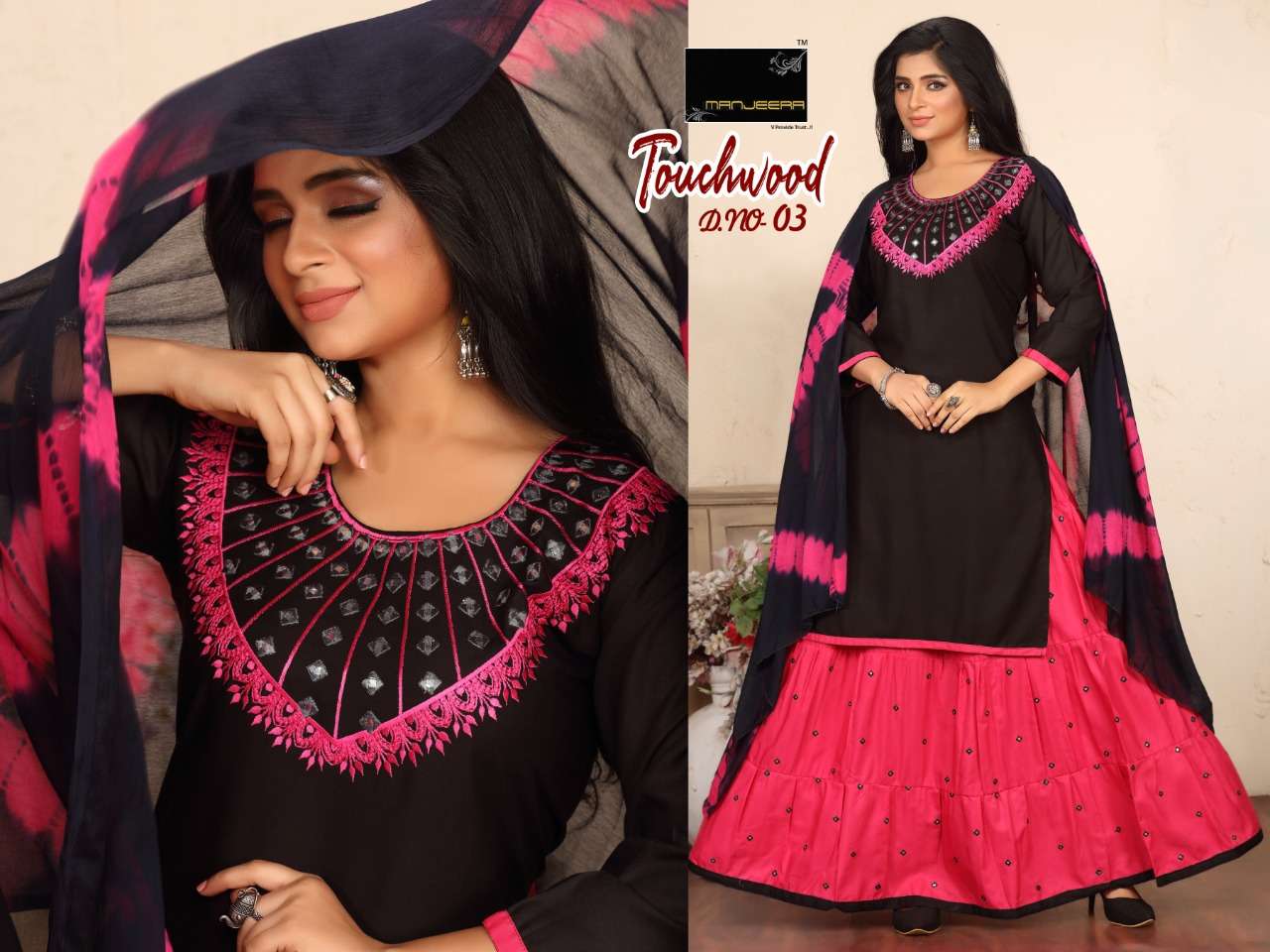 TOUCHWOOD BY MANJEERA 01 TO 08 SERIES BEAUTIFUL SUITS COLORFUL STYLISH FANCY CASUAL WEAR & ETHNIC WEAR RAYON DRESSES AT WHOLESALE PRICE