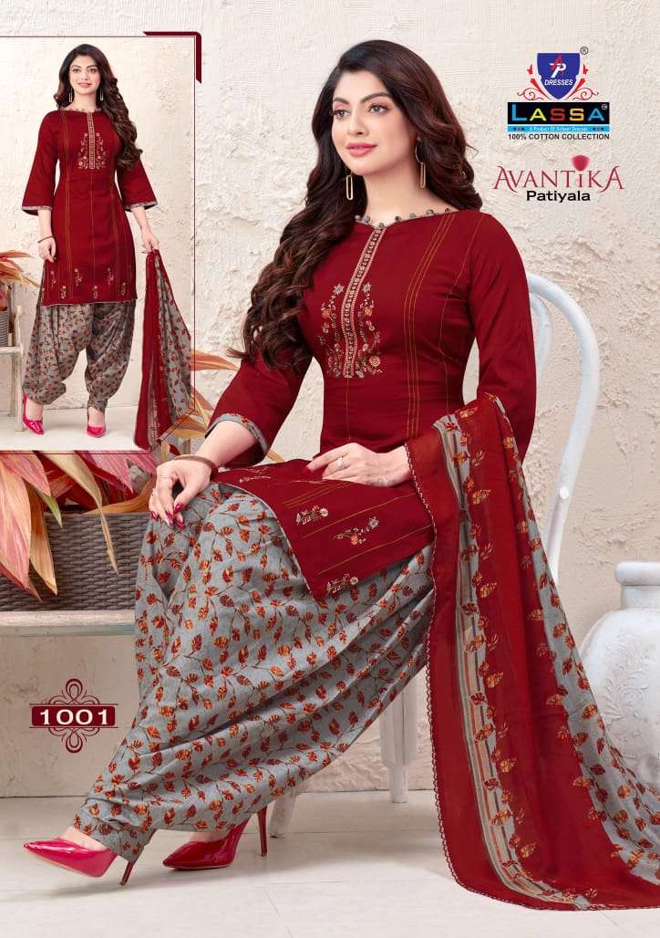 AVANTIKA PATIYALA BY LASSA 1001 TO 1010 SERIES BEAUTIFUL SUITS COLORFUL STYLISH FANCY CASUAL WEAR & ETHNIC WEAR PURE COTTON PRINT DRESSES AT WHOLESALE PRICE