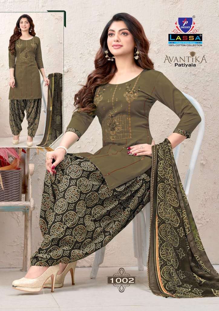 AVANTIKA PATIYALA BY LASSA 1001 TO 1010 SERIES BEAUTIFUL SUITS COLORFUL STYLISH FANCY CASUAL WEAR & ETHNIC WEAR PURE COTTON PRINT DRESSES AT WHOLESALE PRICE