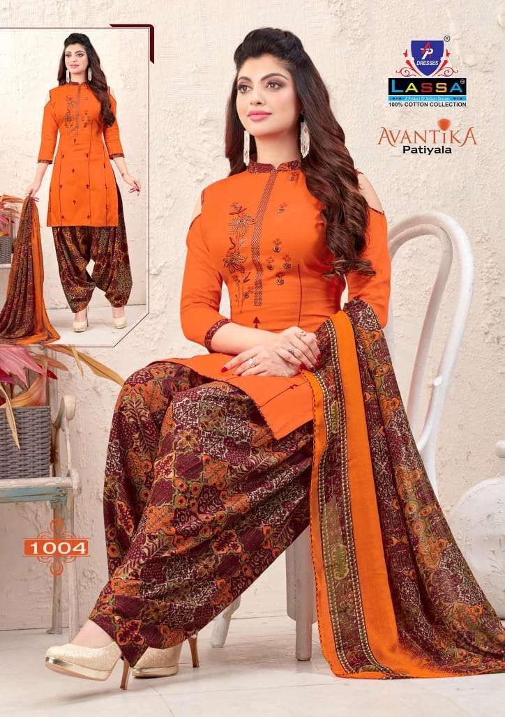 AVANTIKA PATIYALA BY LASSA 1001 TO 1010 SERIES BEAUTIFUL SUITS COLORFUL STYLISH FANCY CASUAL WEAR & ETHNIC WEAR PURE COTTON PRINT DRESSES AT WHOLESALE PRICE