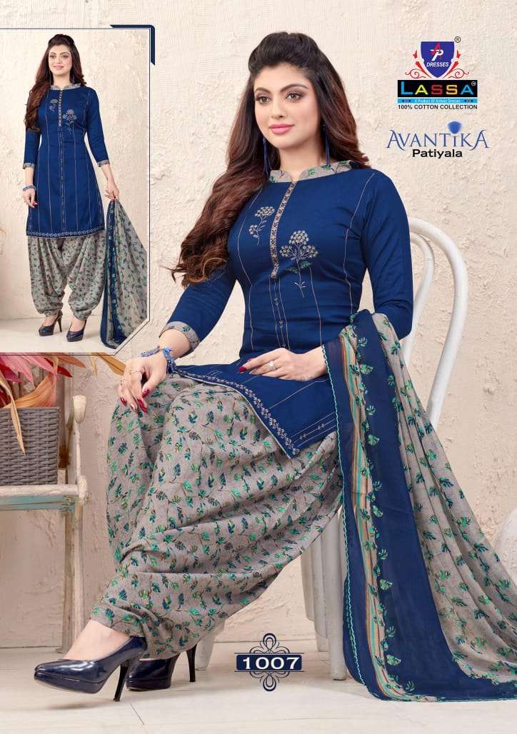 AVANTIKA PATIYALA BY LASSA 1001 TO 1010 SERIES BEAUTIFUL SUITS COLORFUL STYLISH FANCY CASUAL WEAR & ETHNIC WEAR PURE COTTON PRINT DRESSES AT WHOLESALE PRICE