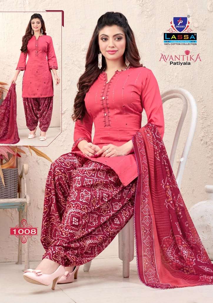 AVANTIKA PATIYALA BY LASSA 1001 TO 1010 SERIES BEAUTIFUL SUITS COLORFUL STYLISH FANCY CASUAL WEAR & ETHNIC WEAR PURE COTTON PRINT DRESSES AT WHOLESALE PRICE