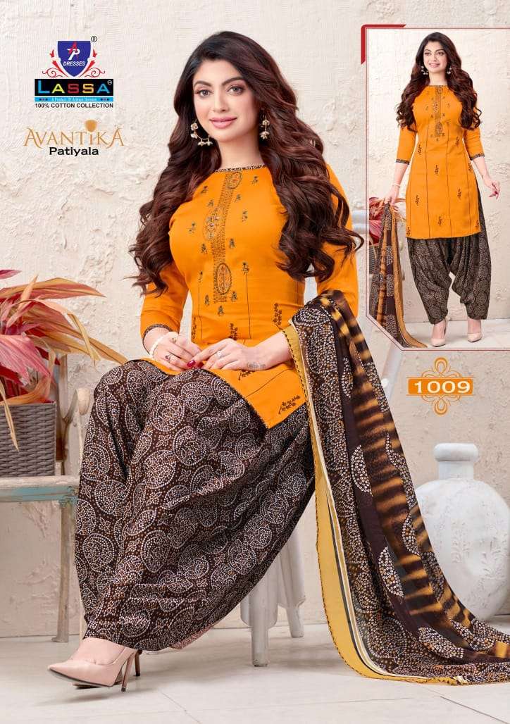 AVANTIKA PATIYALA BY LASSA 1001 TO 1010 SERIES BEAUTIFUL SUITS COLORFUL STYLISH FANCY CASUAL WEAR & ETHNIC WEAR PURE COTTON PRINT DRESSES AT WHOLESALE PRICE