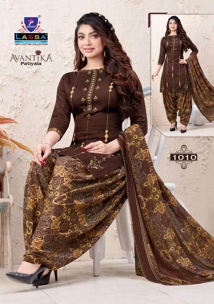 AVANTIKA PATIYALA BY LASSA 1001 TO 1010 SERIES BEAUTIFUL SUITS COLORFUL STYLISH FANCY CASUAL WEAR & ETHNIC WEAR PURE COTTON PRINT DRESSES AT WHOLESALE PRICE