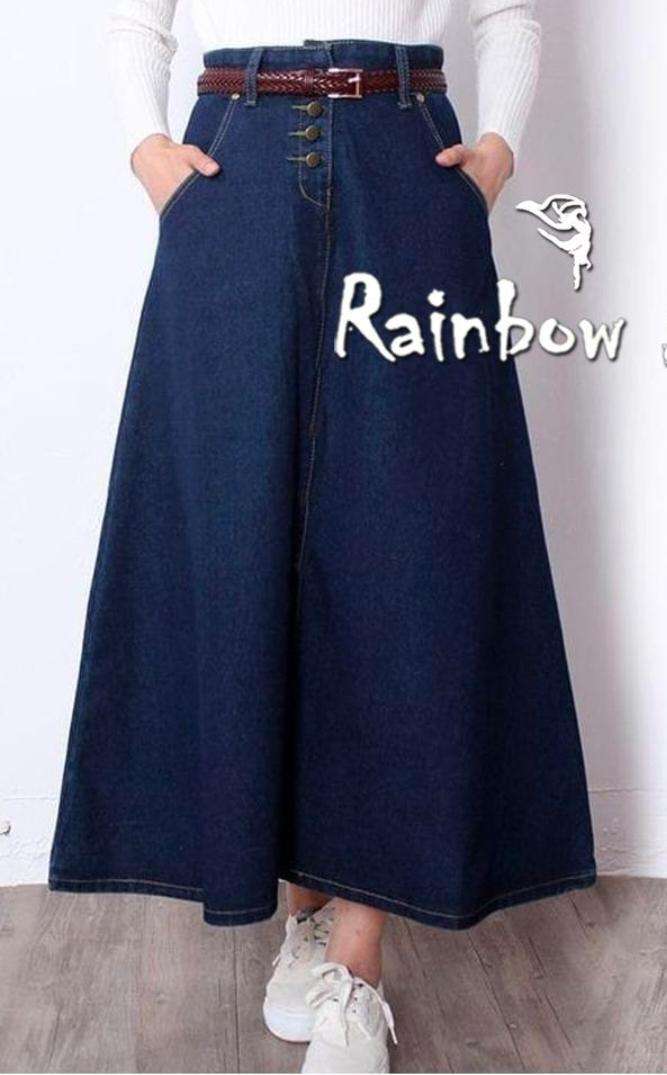 DENIM LONG SKIRT BY KAAMIRI BEAUTIFUL STYLISH FANCY COLORFUL PARTY WEAR & ETHNIC WEAR DENIM SKIRT AT WHOLESALE PRICE