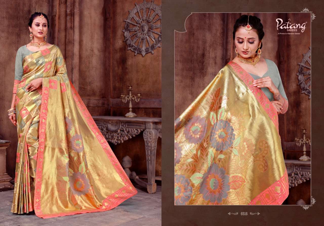 PANCHKANYA BY PATANG SAREES 6511 TO 6519 SERIES INDIAN TRADITIONAL WEAR COLLECTION BEAUTIFUL STYLISH FANCY COLORFUL PARTY WEAR & OCCASIONAL WEAR PURE JARI SAREES AT WHOLESALE PRICE