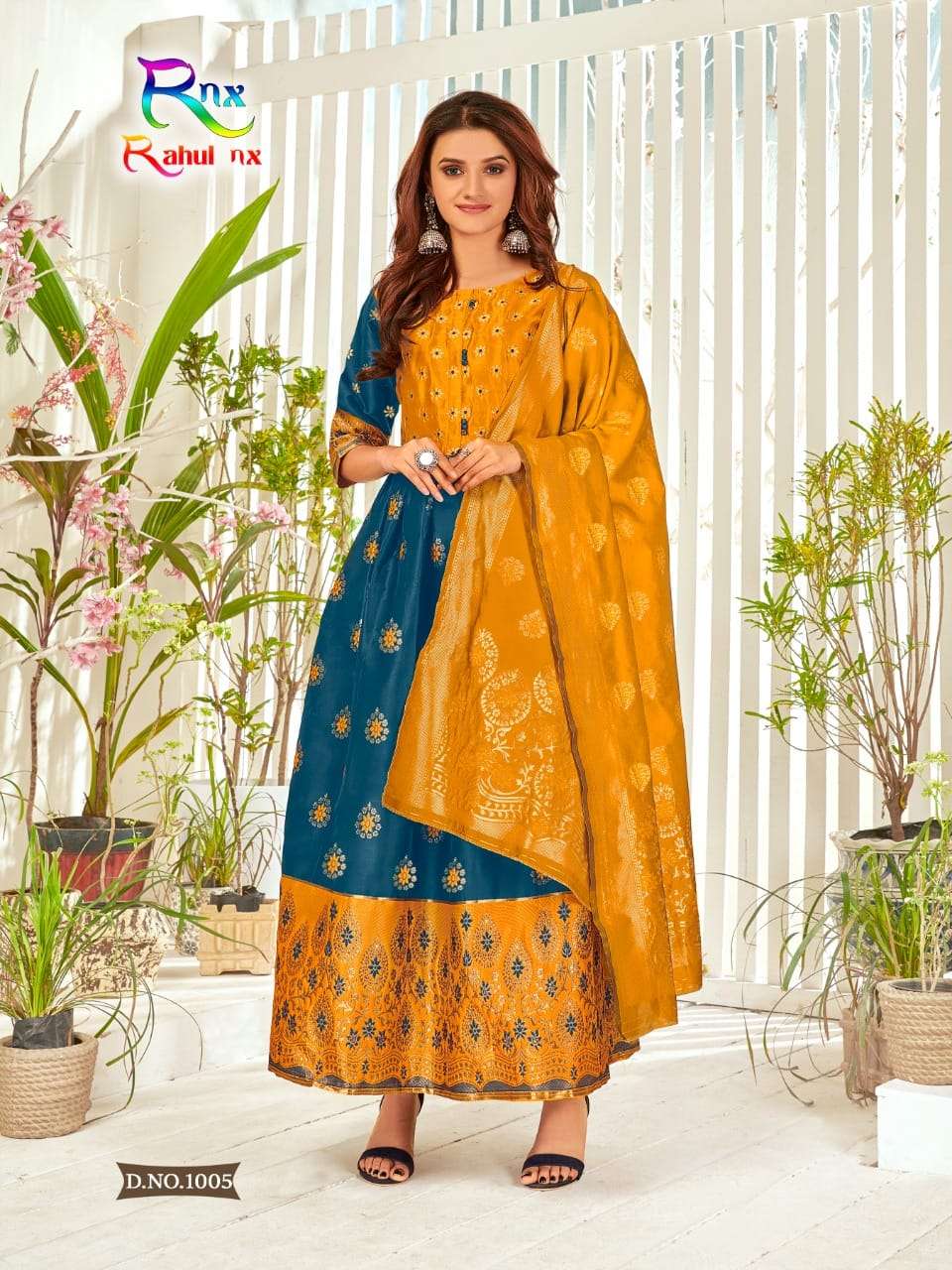 MINAKARI BY RAHUL NX 1001 TO 1008 SERIES BEAUTIFUL STYLISH FANCY COLORFUL CASUAL WEAR & ETHNIC WEAR BANARASI SILK GOWNS WITH DUPATTA AT WHOLESALE PRICE