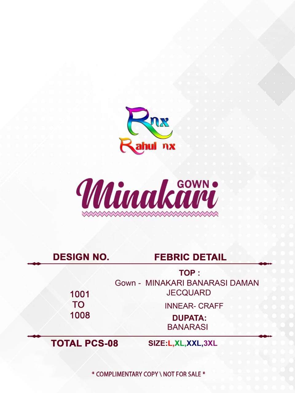 MINAKARI BY RAHUL NX 1001 TO 1008 SERIES BEAUTIFUL STYLISH FANCY COLORFUL CASUAL WEAR & ETHNIC WEAR BANARASI SILK GOWNS WITH DUPATTA AT WHOLESALE PRICE