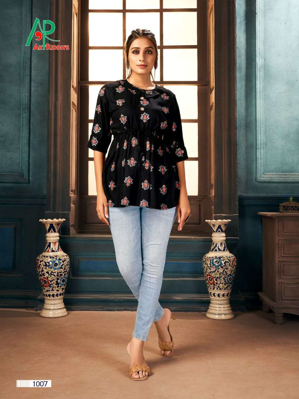 PIGMENT BY ART RIDDHS 1001 TO 1007 SERIES BEAUTIFUL STYLISH FANCY COLORFUL CASUAL WEAR & ETHNIC WEAR RAYON PRINT TOPS AT WHOLESALE PRICE