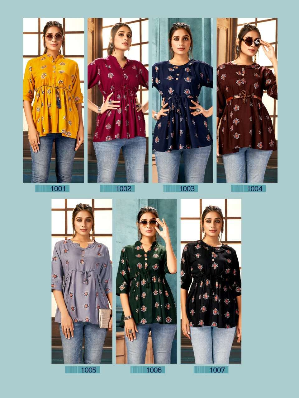 PIGMENT BY ART RIDDHS 1001 TO 1007 SERIES BEAUTIFUL STYLISH FANCY COLORFUL CASUAL WEAR & ETHNIC WEAR RAYON PRINT TOPS AT WHOLESALE PRICE
