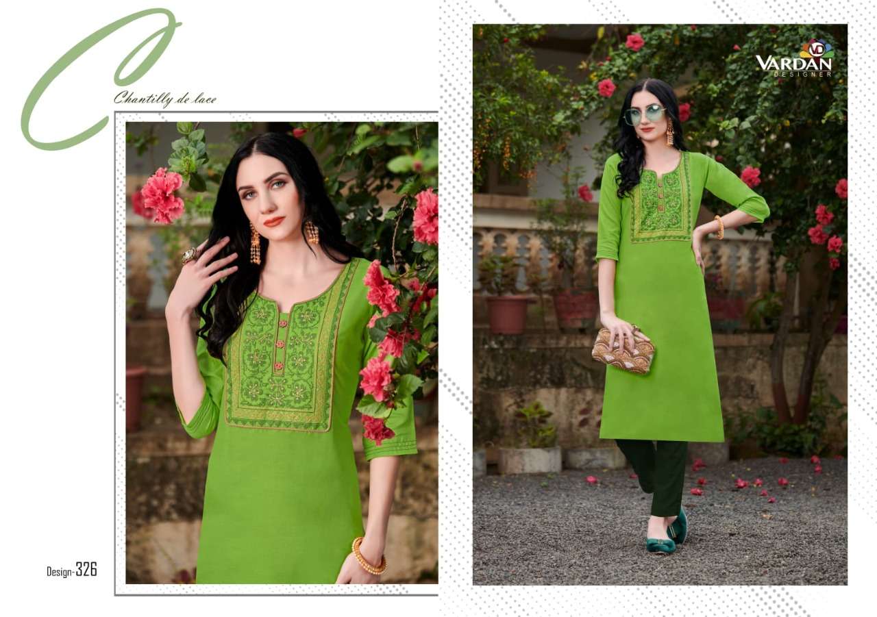 Cloud Vol-2 By Vardan Designer 321 To 326 Series Designer Stylish Fancy Colorful Beautiful Party Wear & Ethnic Wear Collection Cotton Embroidery Kurtis At Wholesale Price