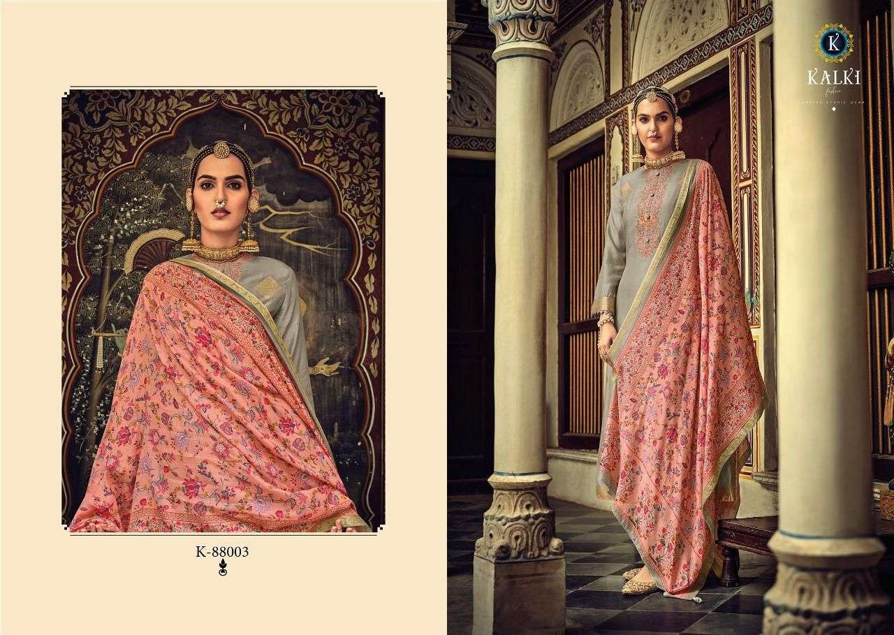 HANYA BY KALKI 88001 TO 88008 SERIES BEAUTIFUL SUITS COLORFUL STYLISH FANCY CASUAL WEAR & ETHNIC WEAR MUSLIN SILK JACQUARD DRESSES AT WHOLESALE PRICE