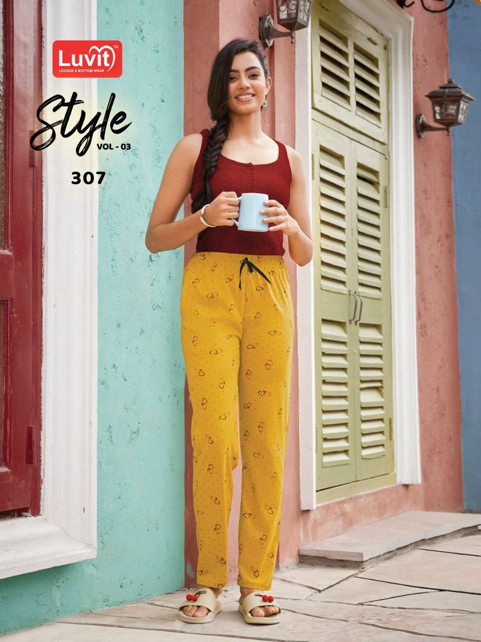 STYLE VOL-3 BY LUVIT 301 TO 310 SERIES STYLISH FANCY BEAUTIFUL COLORFUL CASUAL WEAR & ETHNIC WEAR PURE SINKER PANTS AT WHOLESALE PRICE