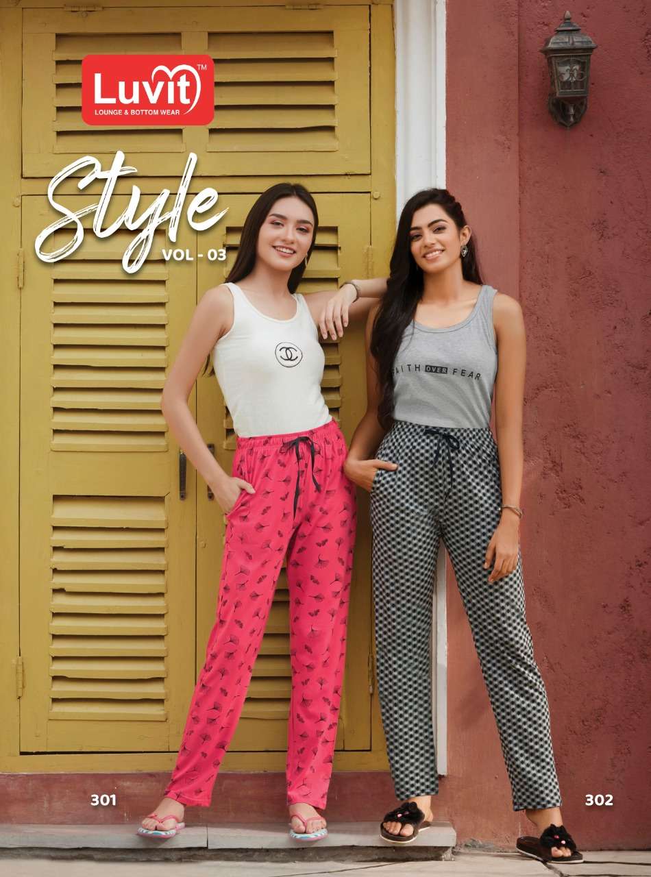 STYLE VOL-3 BY LUVIT 301 TO 310 SERIES STYLISH FANCY BEAUTIFUL COLORFUL CASUAL WEAR & ETHNIC WEAR PURE SINKER PANTS AT WHOLESALE PRICE