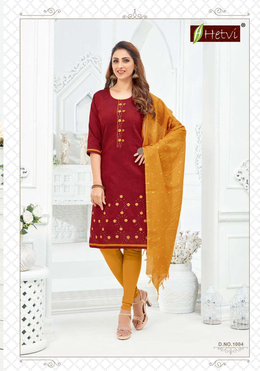 SALONI BY HETVI 1001 TO 1006 SERIES DESIGNER STYLISH FANCY COLORFUL BEAUTIFUL PARTY WEAR & ETHNIC WEAR COLLECTION SILK SLUB KURTIS WITH DUPATTA AT WHOLESALE PRICE