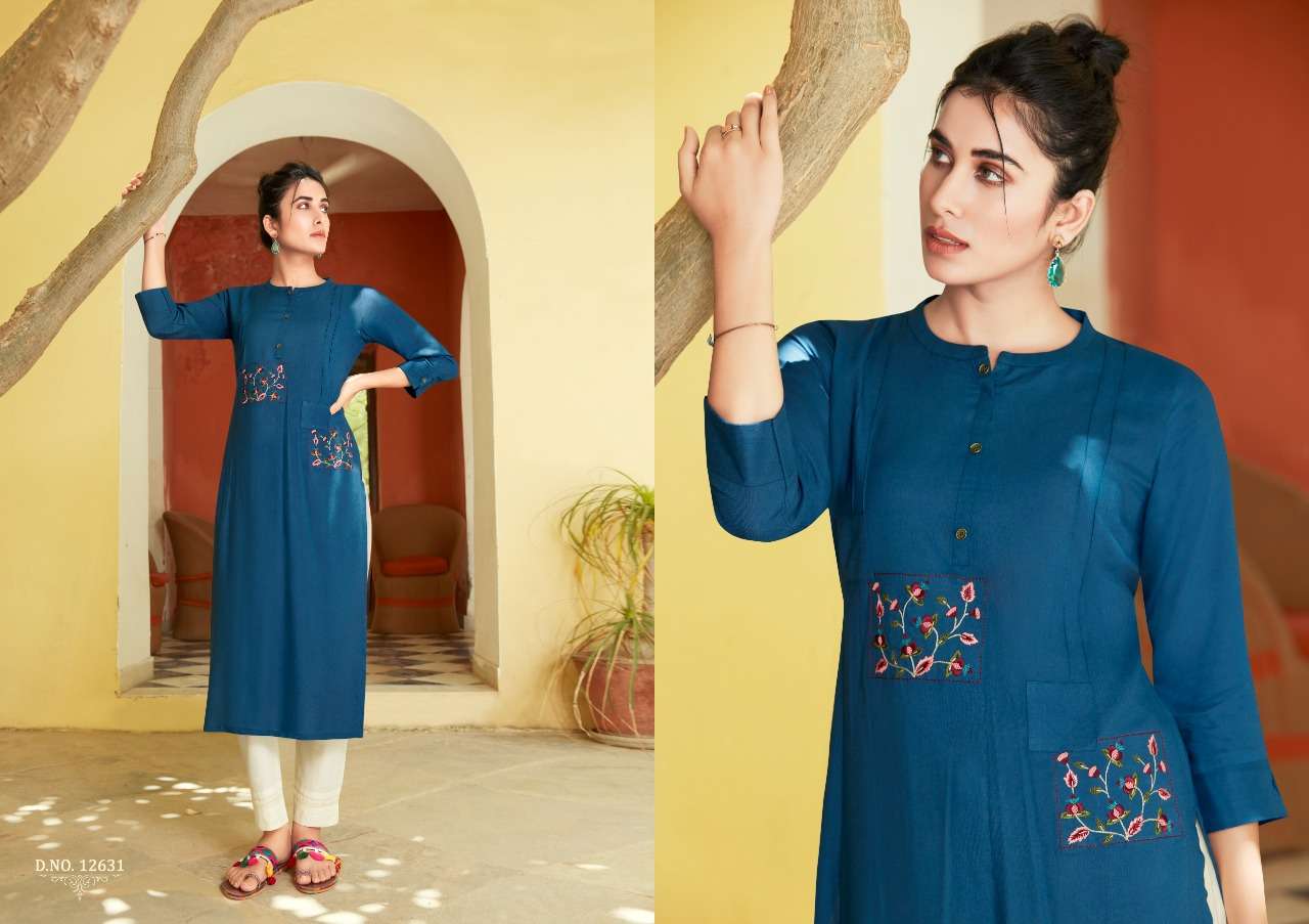 NAIROBI BY KIVI 12629 TO 12636 SERIES DESIGNER STYLISH FANCY COLORFUL BEAUTIFUL PARTY WEAR & ETHNIC WEAR COLLECTION RAYON EMBROIDERY KURTIS AT WHOLESALE PRICE
