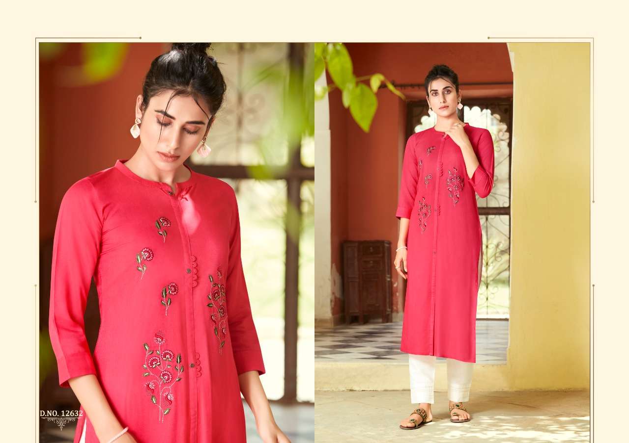 NAIROBI BY KIVI 12629 TO 12636 SERIES DESIGNER STYLISH FANCY COLORFUL BEAUTIFUL PARTY WEAR & ETHNIC WEAR COLLECTION RAYON EMBROIDERY KURTIS AT WHOLESALE PRICE