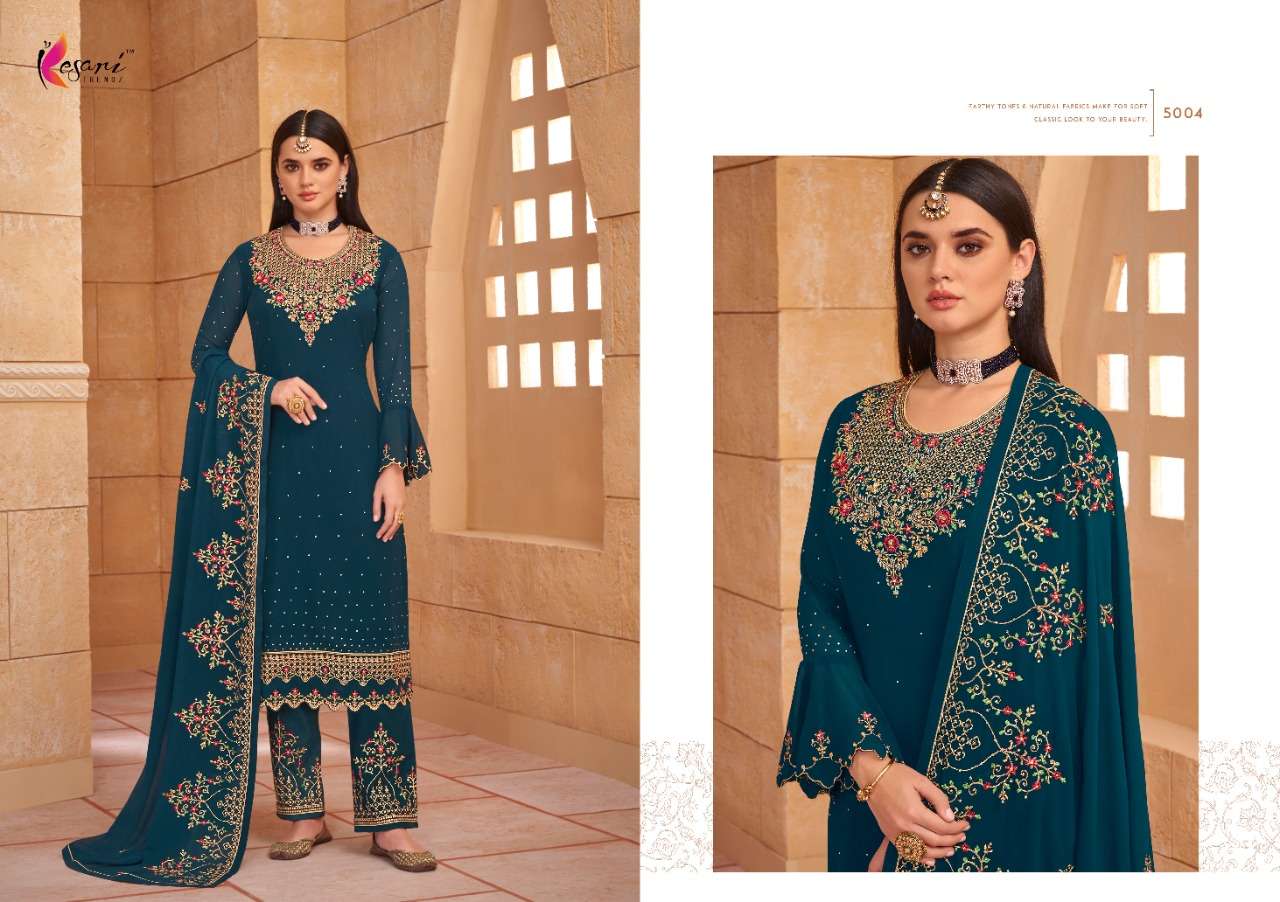 HAYAT VOL-1 BY KESARI TRENDZ 5001 TO 5005 SERIES BEAUTIFUL WINTER COLLECTION SUITS STYLISH FANCY COLORFUL CASUAL WEAR & ETHNIC WEAR HEAVY GEORGETTE EMBROIDERED DRESSES AT WHOLESALE PRICE