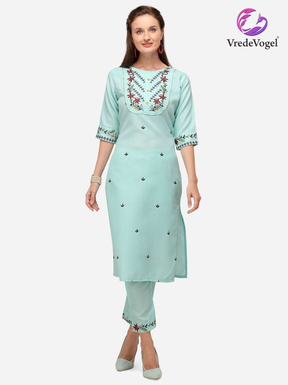 RASAM BY VREDE VOGEL 01 TO 06 SERIES DESIGNER STYLISH FANCY COLORFUL BEAUTIFUL PARTY WEAR & ETHNIC WEAR COLLECTION COTTON EMBROIDERY KURTIS WITH BOTTOM AT WHOLESALE PRICE