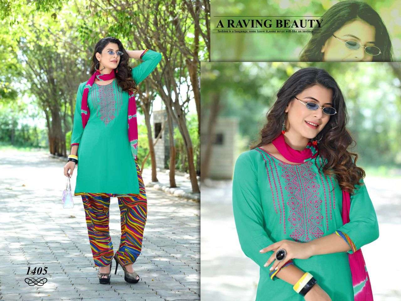 SONAM BY TRENDY 1401 TO 1408 SERIES BEAUTIFUL PATIYALA SUITS COLORFUL STYLISH FANCY CASUAL WEAR & ETHNIC WEAR RAYON EMBROIDERED DRESSES AT WHOLESALE PRICE