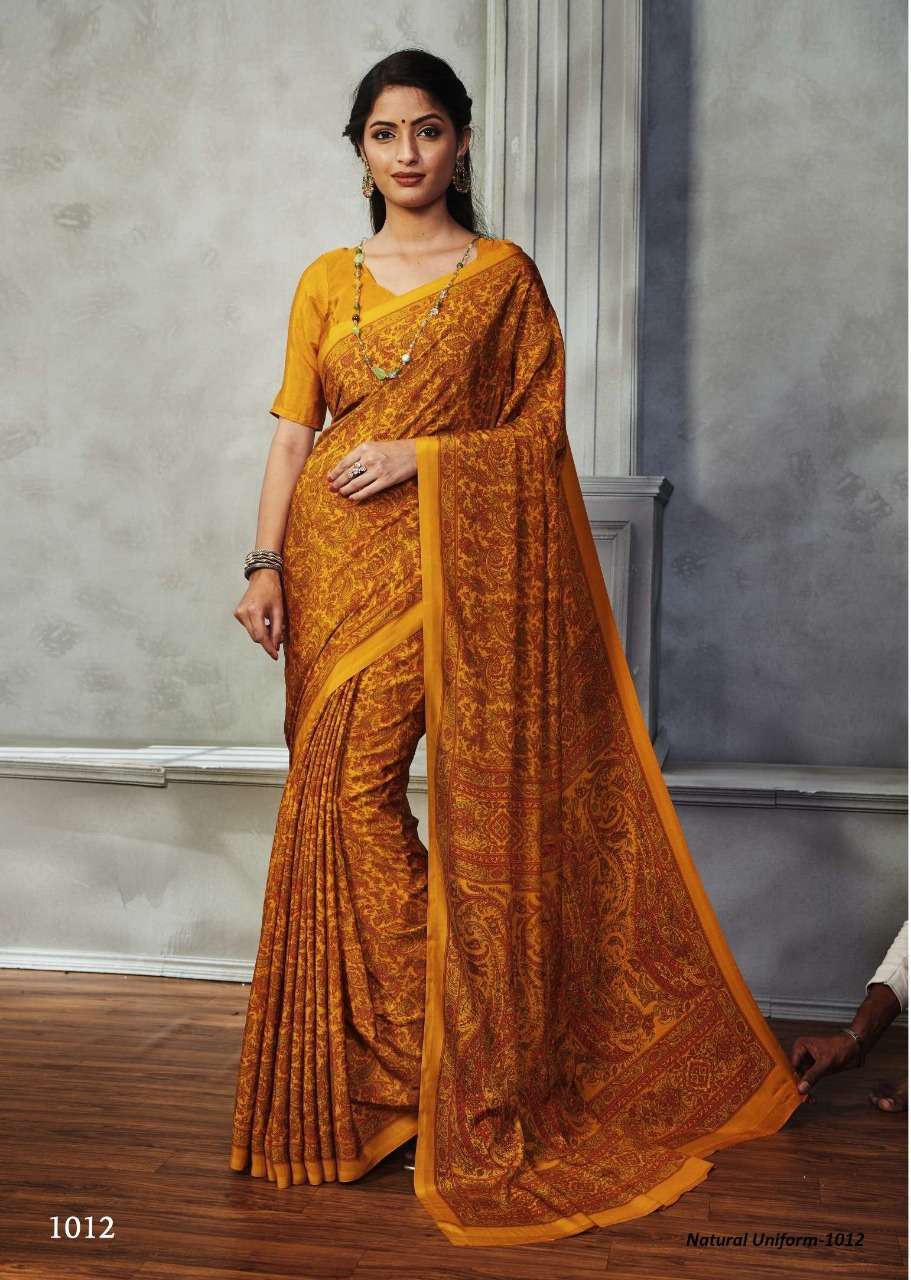 NATURAL UNIFORM BY SHREE MATARAM INDIAN TRADITIONAL WEAR COLLECTION BEAUTIFUL STYLISH FANCY COLORFUL PARTY WEAR & OCCASIONAL WEAR SATIN DIGITAL PRINT SAREES AT WHOLESALE PRICE