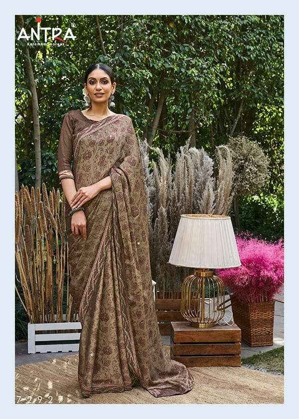 AMRITA BY ANTRA 72921 TO 72930 SERIES INDIAN TRADITIONAL WEAR COLLECTION BEAUTIFUL STYLISH FANCY COLORFUL PARTY WEAR & OCCASIONAL WEAR MOSS FOIL PRINT SAREES AT WHOLESALE PRICE