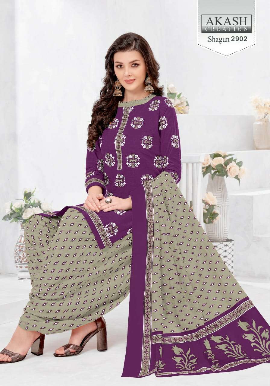 SHAGUN VOL-29 BY AKASH CREATION 2901 TO 2925 SERIES BEAUTIFUL SUITS COLORFUL STYLISH FANCY CASUAL WEAR & ETHNIC WEAR PURE COTTON DRESSES AT WHOLESALE PRICE