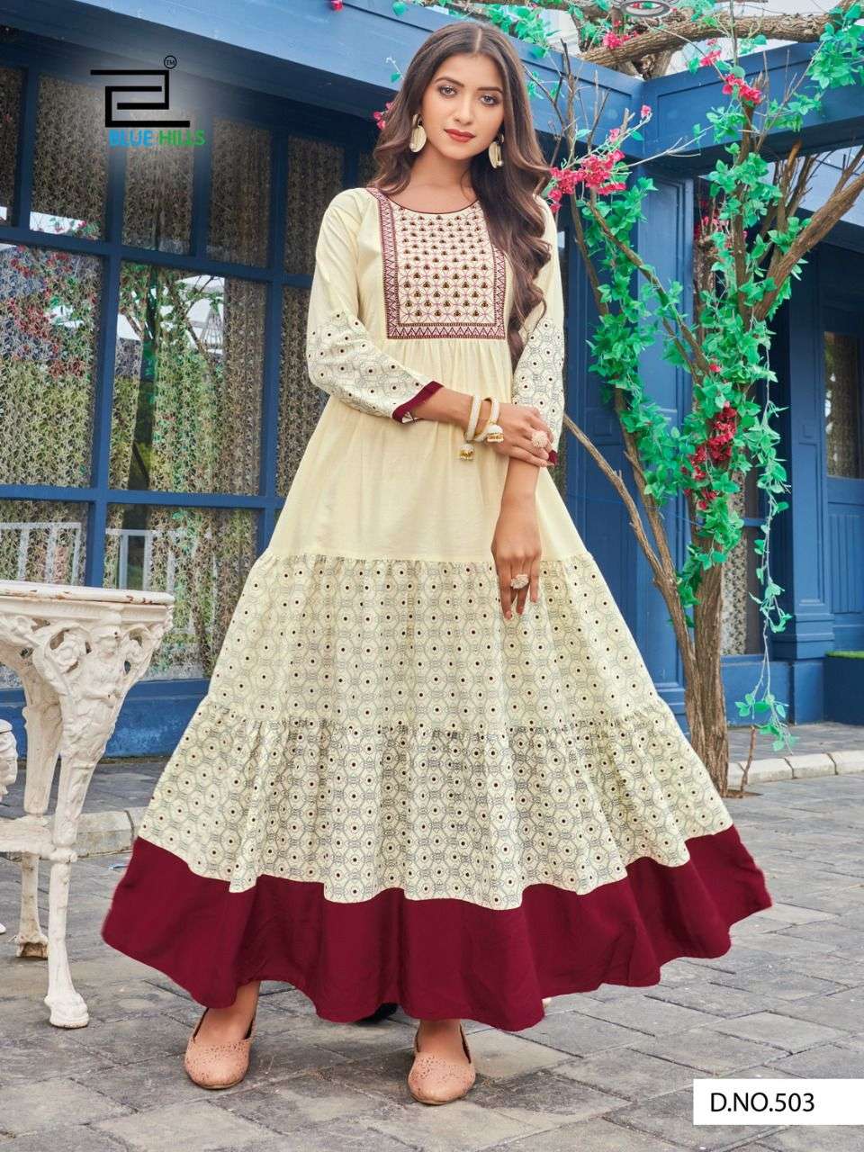 LIVIK VOL-5 BY BLUE HILLS 501 TO 508 SERIES DESIGNER STYLISH FANCY COLORFUL BEAUTIFUL PARTY WEAR & ETHNIC WEAR COLLECTION HEAVY CAMBRIC COTTON GOWNS AT WHOLESALE PRICE