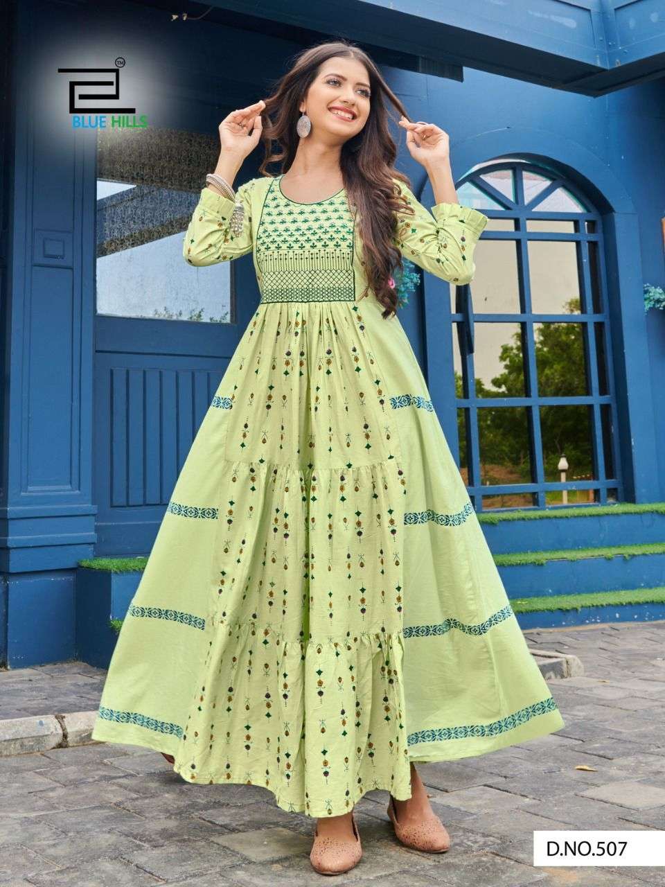 LIVIK VOL-5 BY BLUE HILLS 501 TO 508 SERIES DESIGNER STYLISH FANCY COLORFUL BEAUTIFUL PARTY WEAR & ETHNIC WEAR COLLECTION HEAVY CAMBRIC COTTON GOWNS AT WHOLESALE PRICE
