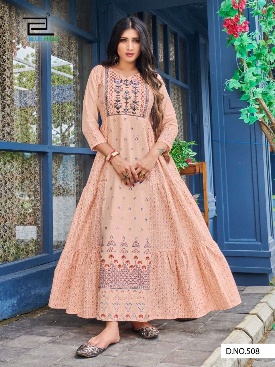 LIVIK VOL-5 BY BLUE HILLS 501 TO 508 SERIES DESIGNER STYLISH FANCY COLORFUL BEAUTIFUL PARTY WEAR & ETHNIC WEAR COLLECTION HEAVY CAMBRIC COTTON GOWNS AT WHOLESALE PRICE