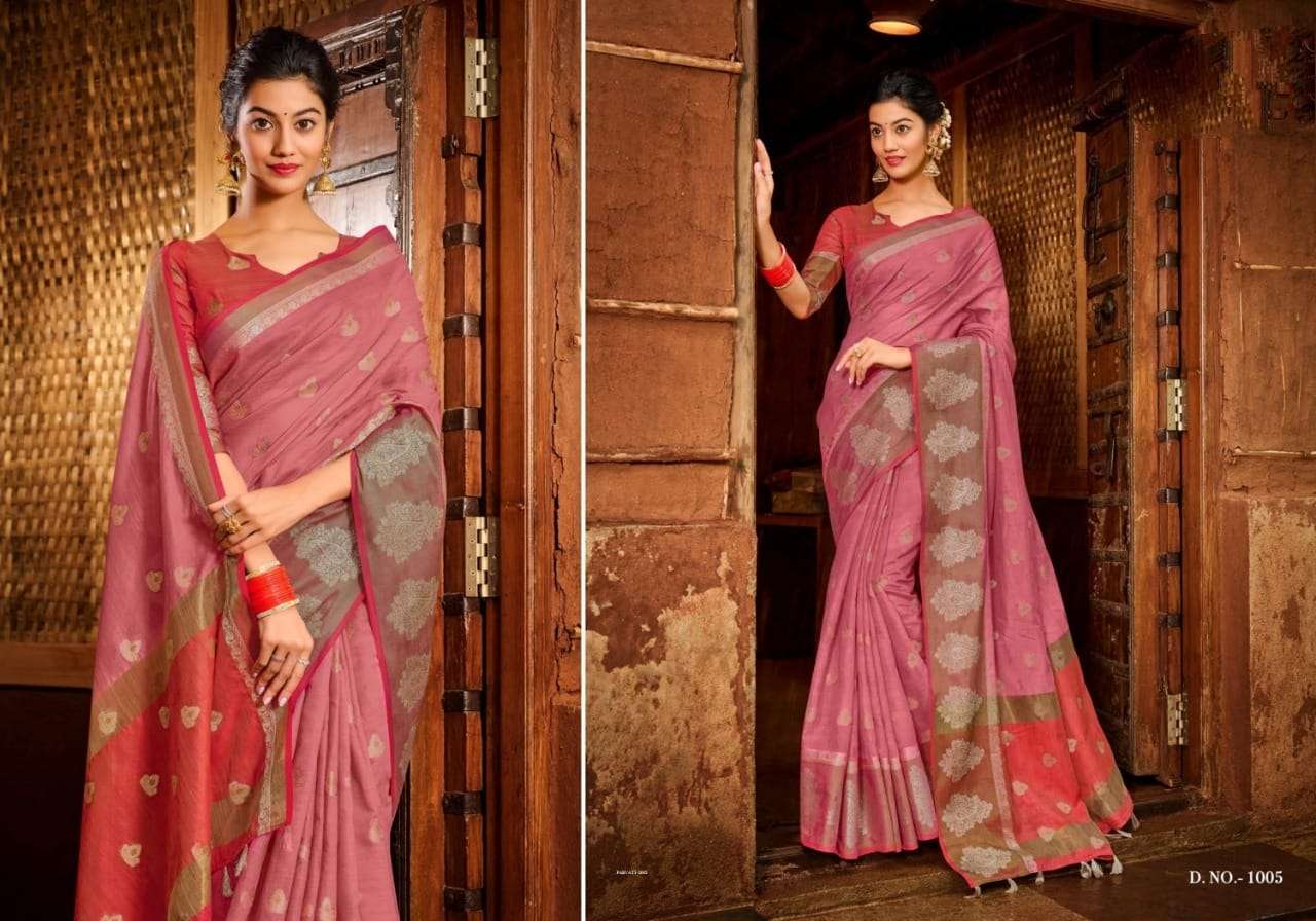 PARVATI BY SHREE MATARAM 1001 TO 1008 SERIES INDIAN TRADITIONAL WEAR COLLECTION BEAUTIFUL STYLISH FANCY COLORFUL PARTY WEAR & OCCASIONAL WEAR CHANDERI COTTON SAREES AT WHOLESALE PRICE