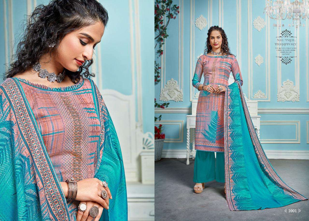 QUEEN BY KESARIYA 1001 TO 1008 SERIES BEAUTIFUL STYLISH SHARARA SUITS FANCY COLORFUL CASUAL WEAR & ETHNIC WEAR & READY TO WEAR PASHMINA JACQUARD PRINTED DRESSES AT WHOLESALE PRICE