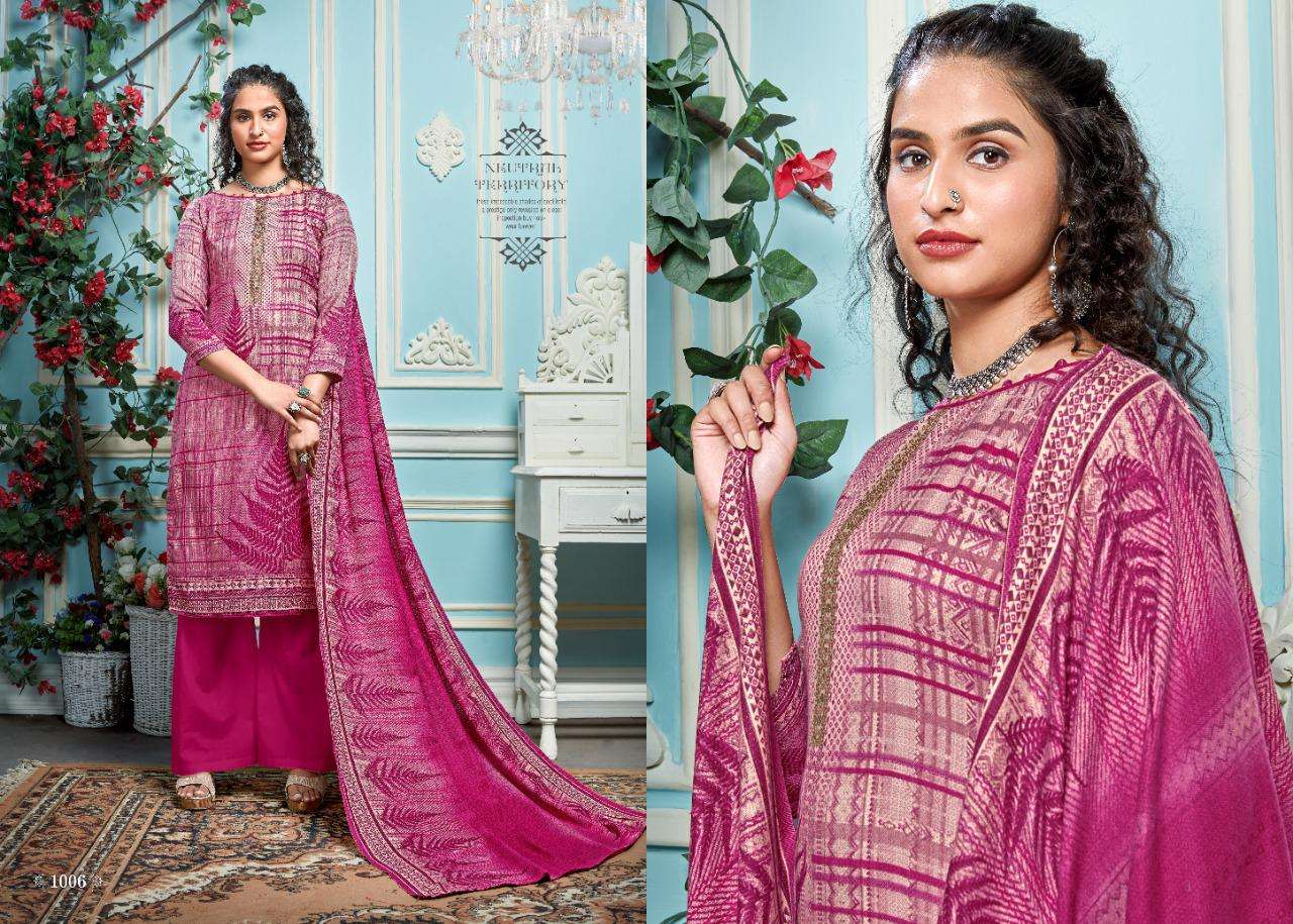 QUEEN BY KESARIYA 1001 TO 1008 SERIES BEAUTIFUL STYLISH SHARARA SUITS FANCY COLORFUL CASUAL WEAR & ETHNIC WEAR & READY TO WEAR PASHMINA JACQUARD PRINTED DRESSES AT WHOLESALE PRICE