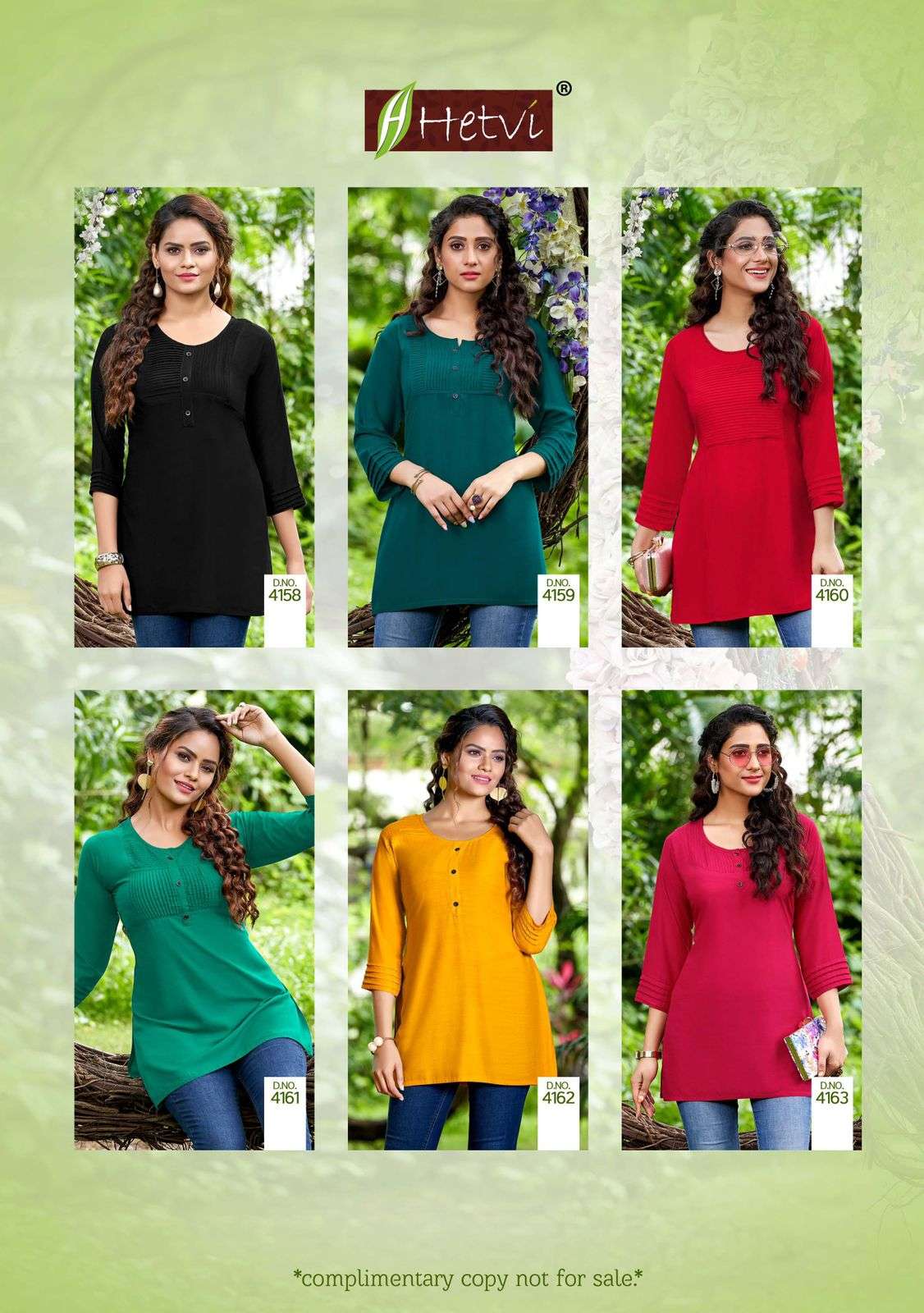 RICHA BY HETVI 4158 TO 4163 SERIES BEAUTIFUL STYLISH FANCY COLORFUL CASUAL WEAR & ETHNIC WEAR HEAVY RAYON SILK TOPS AT WHOLESALE PRICE