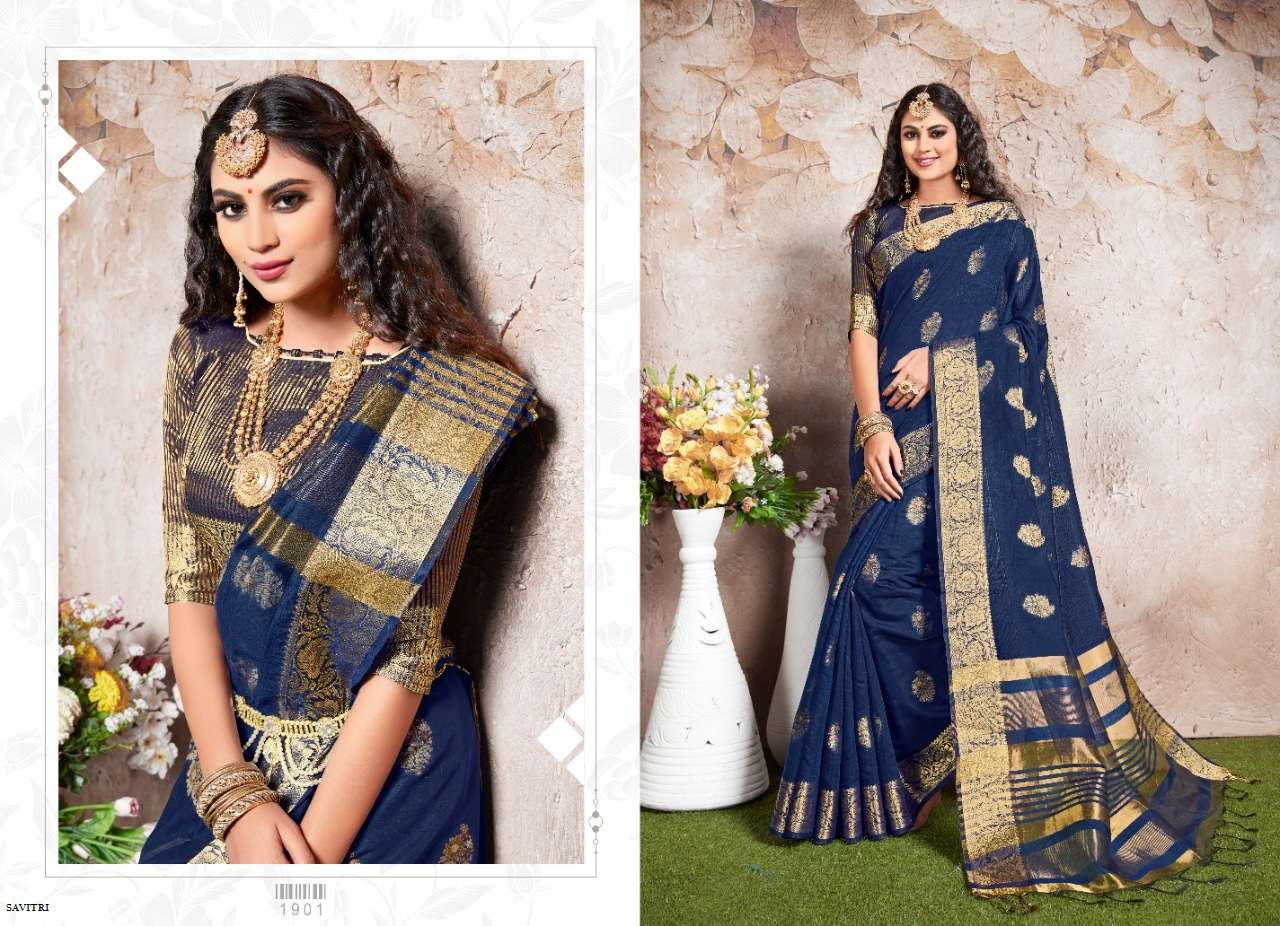 SAVITRI BY SHREE MATARAM 1901 TO 1912 SERIES INDIAN TRADITIONAL WEAR COLLECTION BEAUTIFUL STYLISH FANCY COLORFUL PARTY WEAR & OCCASIONAL WEAR CHANDERI COTTON SILK SAREES AT WHOLESALE PRICE