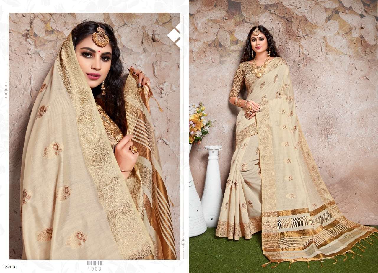 SAVITRI BY SHREE MATARAM 1901 TO 1912 SERIES INDIAN TRADITIONAL WEAR COLLECTION BEAUTIFUL STYLISH FANCY COLORFUL PARTY WEAR & OCCASIONAL WEAR CHANDERI COTTON SILK SAREES AT WHOLESALE PRICE