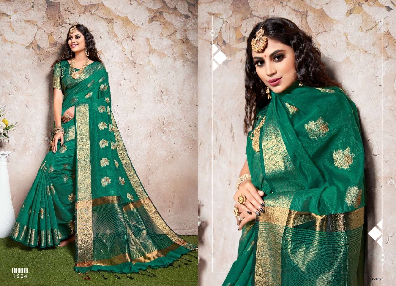 SAVITRI BY SHREE MATARAM 1901 TO 1912 SERIES INDIAN TRADITIONAL WEAR COLLECTION BEAUTIFUL STYLISH FANCY COLORFUL PARTY WEAR & OCCASIONAL WEAR CHANDERI COTTON SILK SAREES AT WHOLESALE PRICE