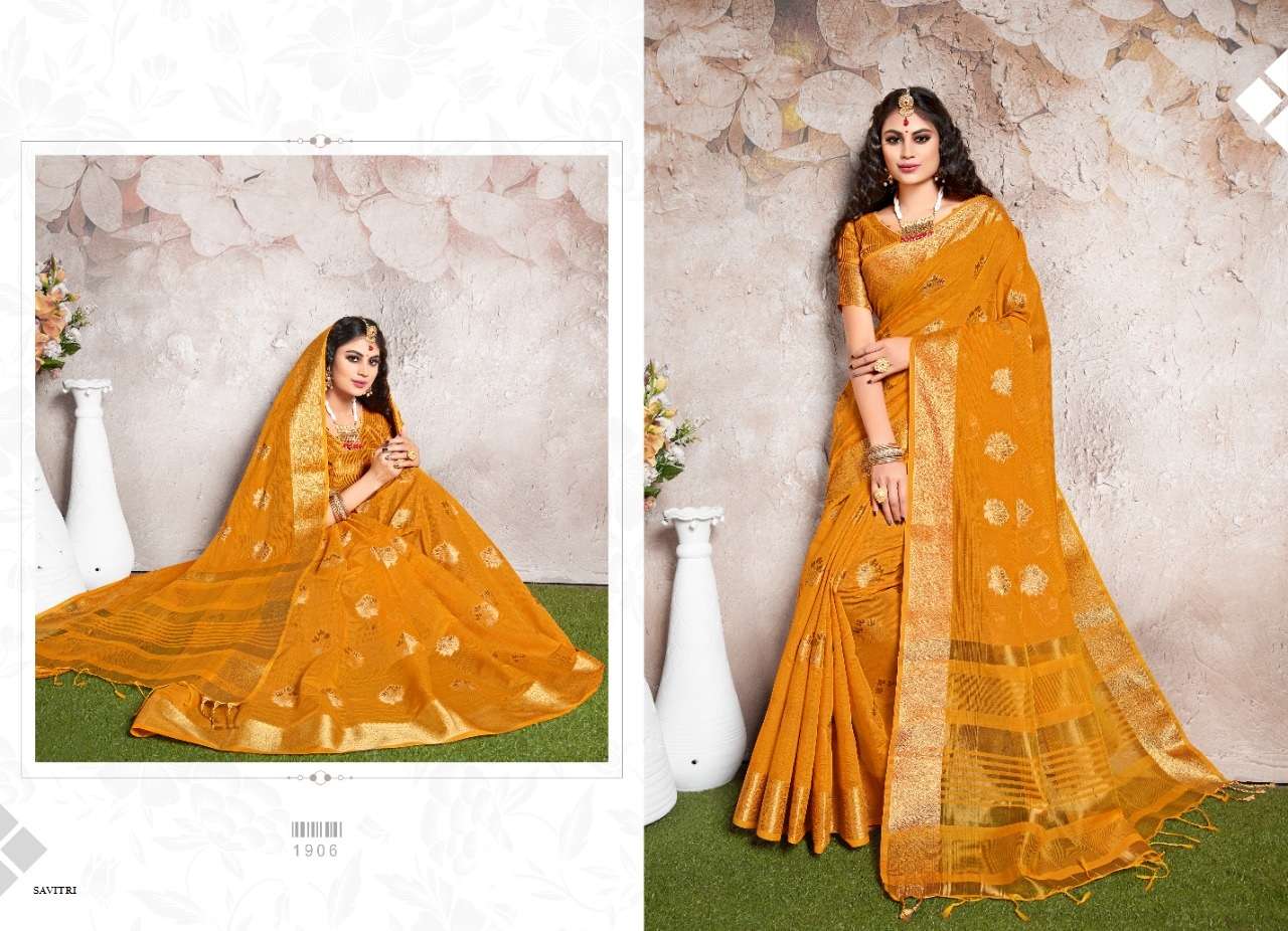 SAVITRI BY SHREE MATARAM 1901 TO 1912 SERIES INDIAN TRADITIONAL WEAR COLLECTION BEAUTIFUL STYLISH FANCY COLORFUL PARTY WEAR & OCCASIONAL WEAR CHANDERI COTTON SILK SAREES AT WHOLESALE PRICE