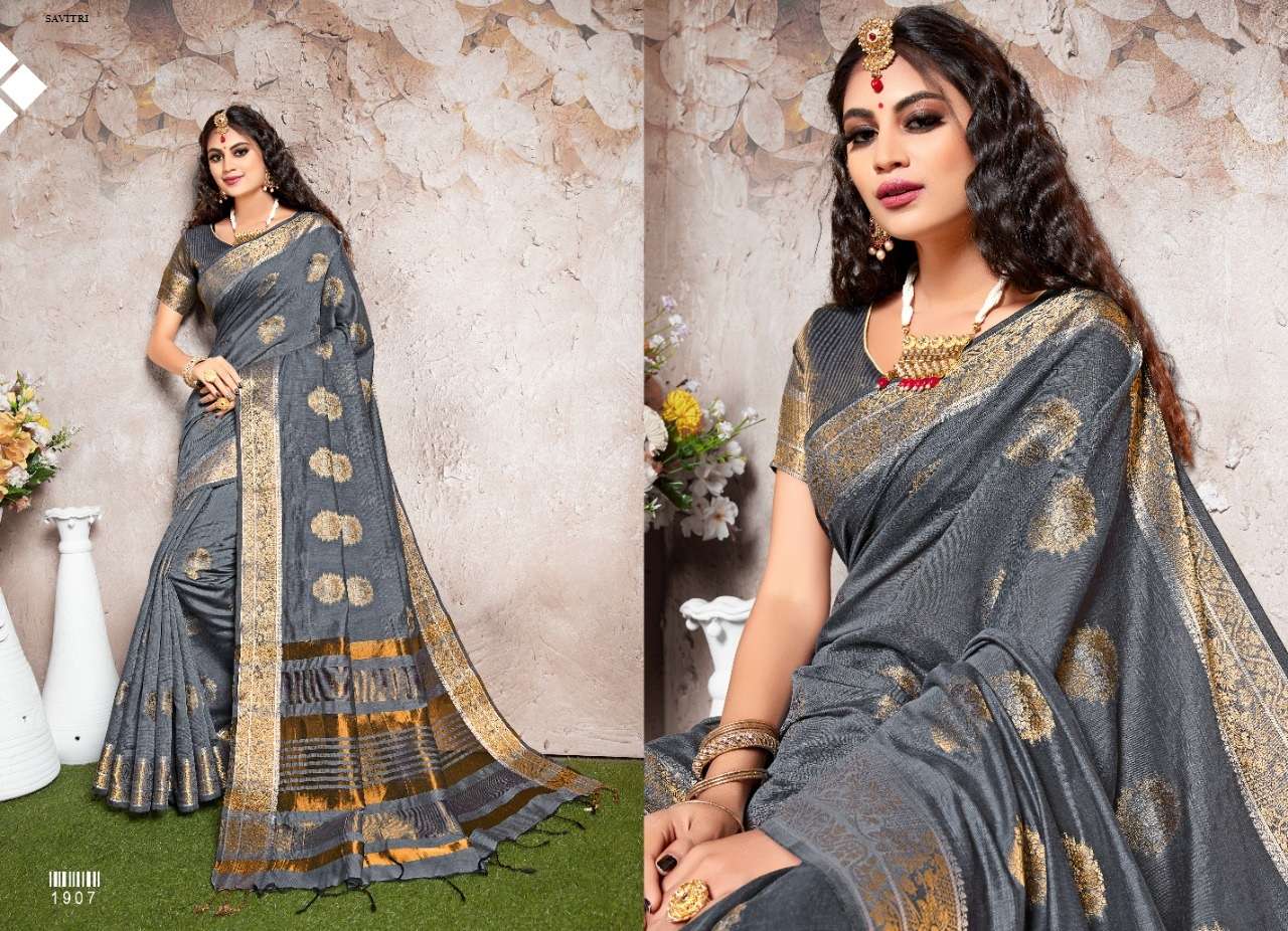 SAVITRI BY SHREE MATARAM 1901 TO 1912 SERIES INDIAN TRADITIONAL WEAR COLLECTION BEAUTIFUL STYLISH FANCY COLORFUL PARTY WEAR & OCCASIONAL WEAR CHANDERI COTTON SILK SAREES AT WHOLESALE PRICE