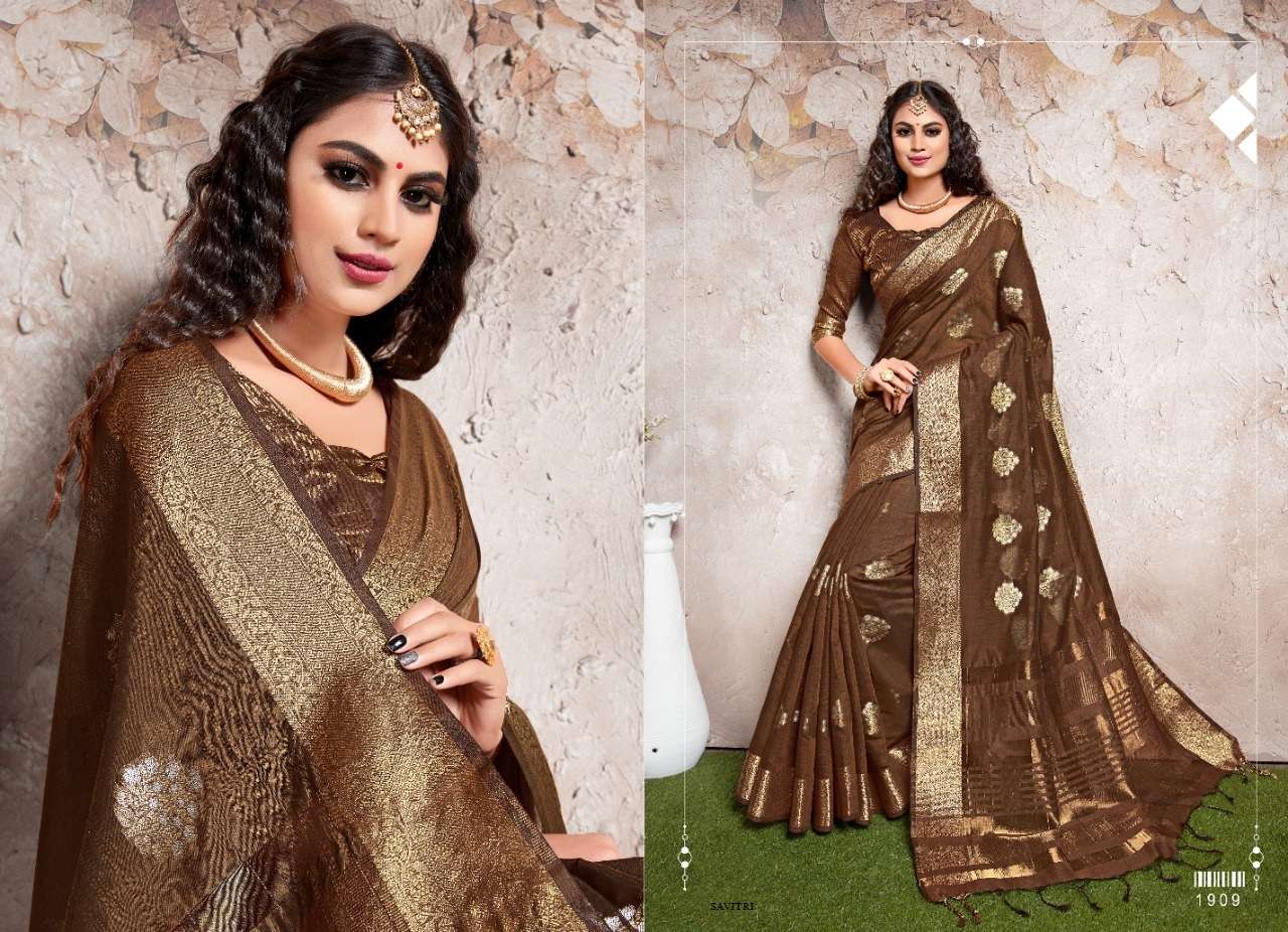 SAVITRI BY SHREE MATARAM 1901 TO 1912 SERIES INDIAN TRADITIONAL WEAR COLLECTION BEAUTIFUL STYLISH FANCY COLORFUL PARTY WEAR & OCCASIONAL WEAR CHANDERI COTTON SILK SAREES AT WHOLESALE PRICE