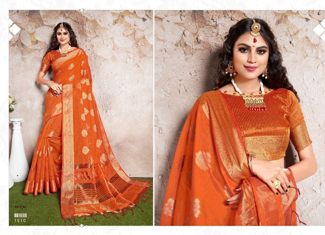 SAVITRI BY SHREE MATARAM 1901 TO 1912 SERIES INDIAN TRADITIONAL WEAR COLLECTION BEAUTIFUL STYLISH FANCY COLORFUL PARTY WEAR & OCCASIONAL WEAR CHANDERI COTTON SILK SAREES AT WHOLESALE PRICE