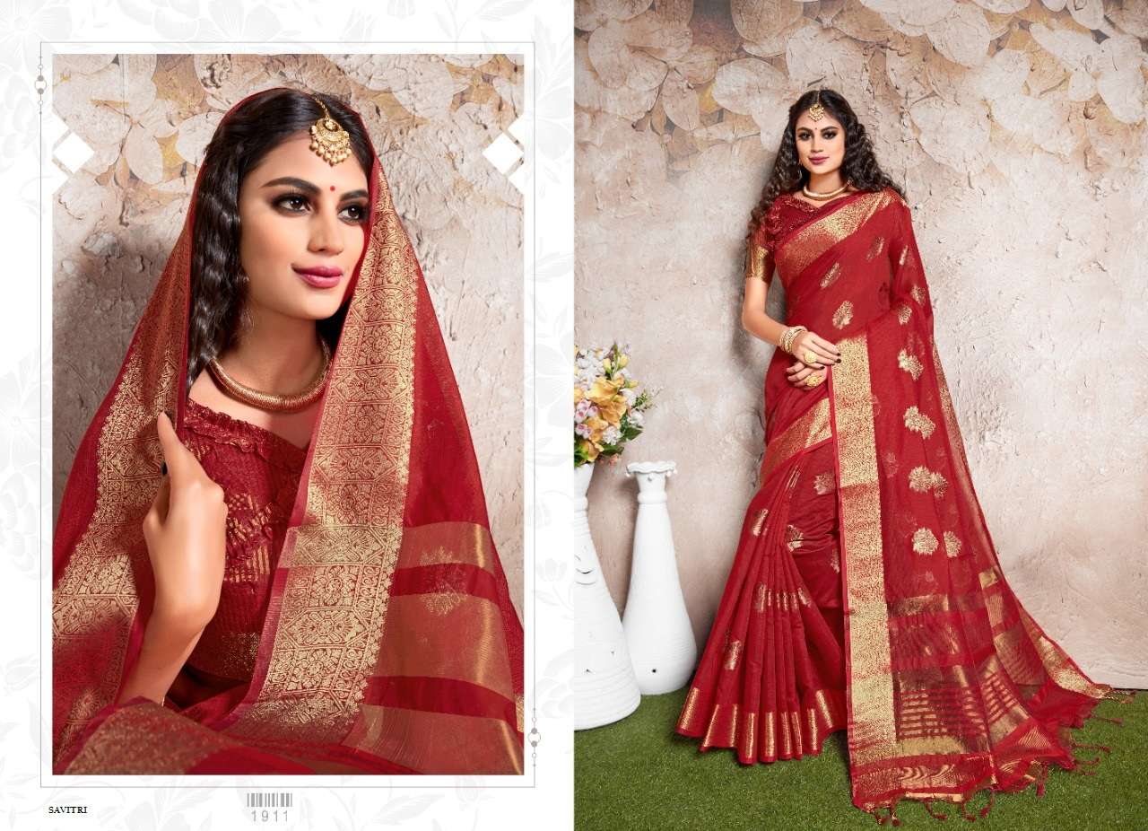 SAVITRI BY SHREE MATARAM 1901 TO 1912 SERIES INDIAN TRADITIONAL WEAR COLLECTION BEAUTIFUL STYLISH FANCY COLORFUL PARTY WEAR & OCCASIONAL WEAR CHANDERI COTTON SILK SAREES AT WHOLESALE PRICE