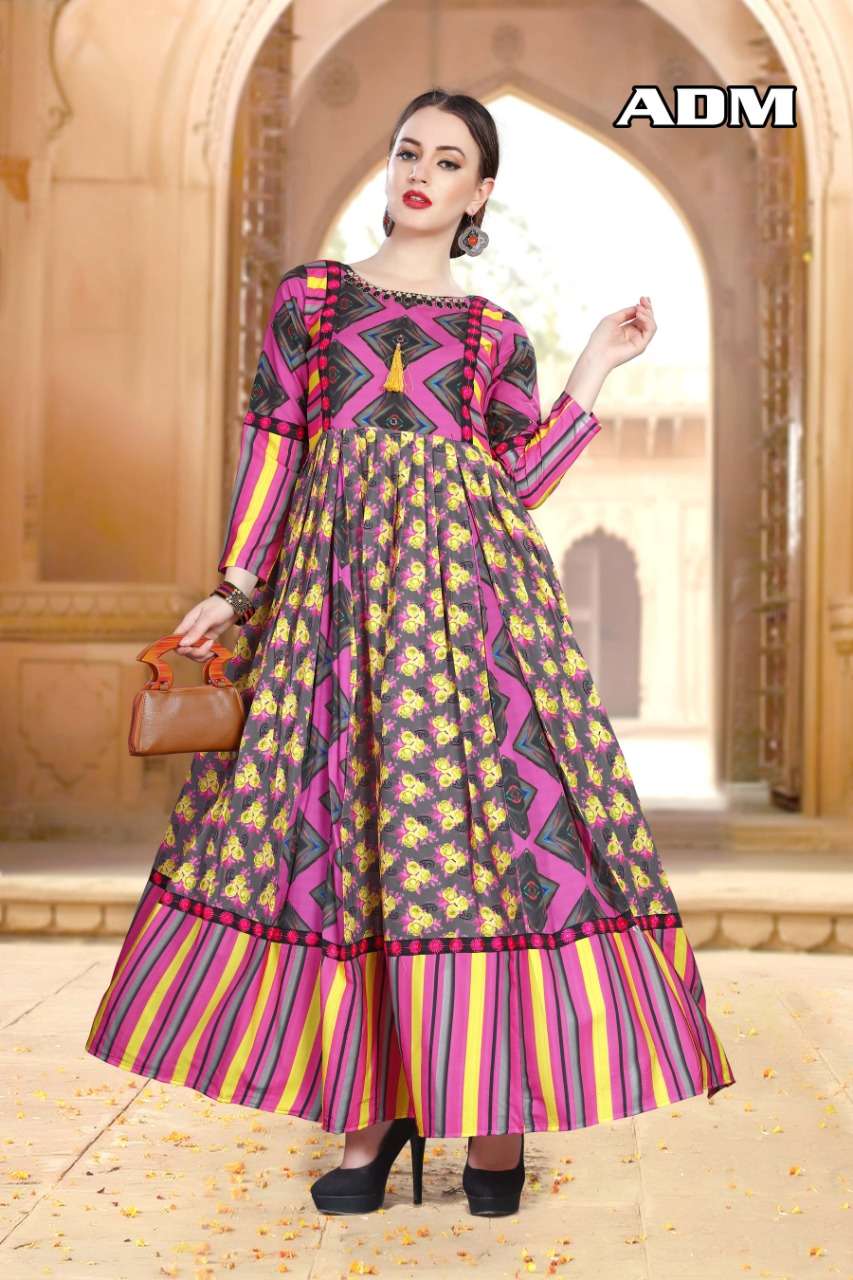 GILLI BY ARAY DRESS MAKER 01 TO 05 SERIES BEAUTIFUL STYLISH FANCY COLORFUL CASUAL WEAR & ETHNIC WEAR HEAVY CREPE PRINT GOWNS AT WHOLESALE PRICE