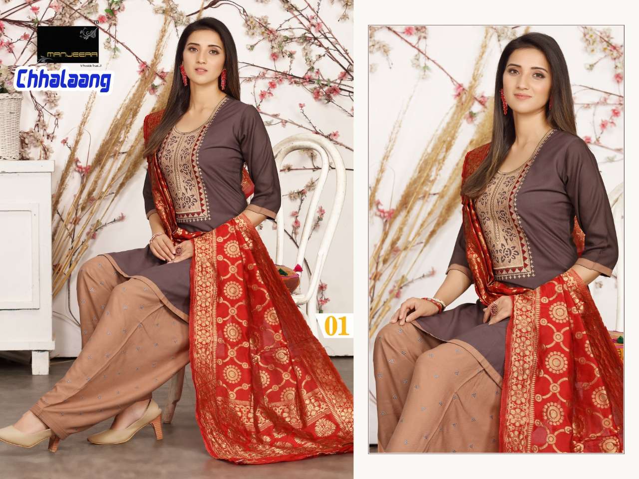 CHHALAANG BY MANJEERA 01 TO 08 SERIES BEAUTIFUL PATIYALA SUITS COLORFUL STYLISH FANCY CASUAL WEAR & ETHNIC WEAR RAYON DRESSES AT WHOLESALE PRICE
