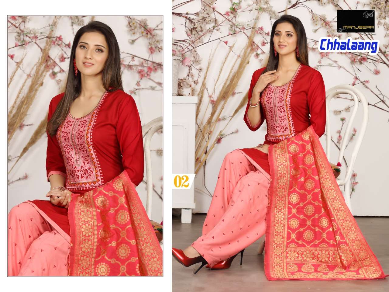 CHHALAANG BY MANJEERA 01 TO 08 SERIES BEAUTIFUL PATIYALA SUITS COLORFUL STYLISH FANCY CASUAL WEAR & ETHNIC WEAR RAYON DRESSES AT WHOLESALE PRICE