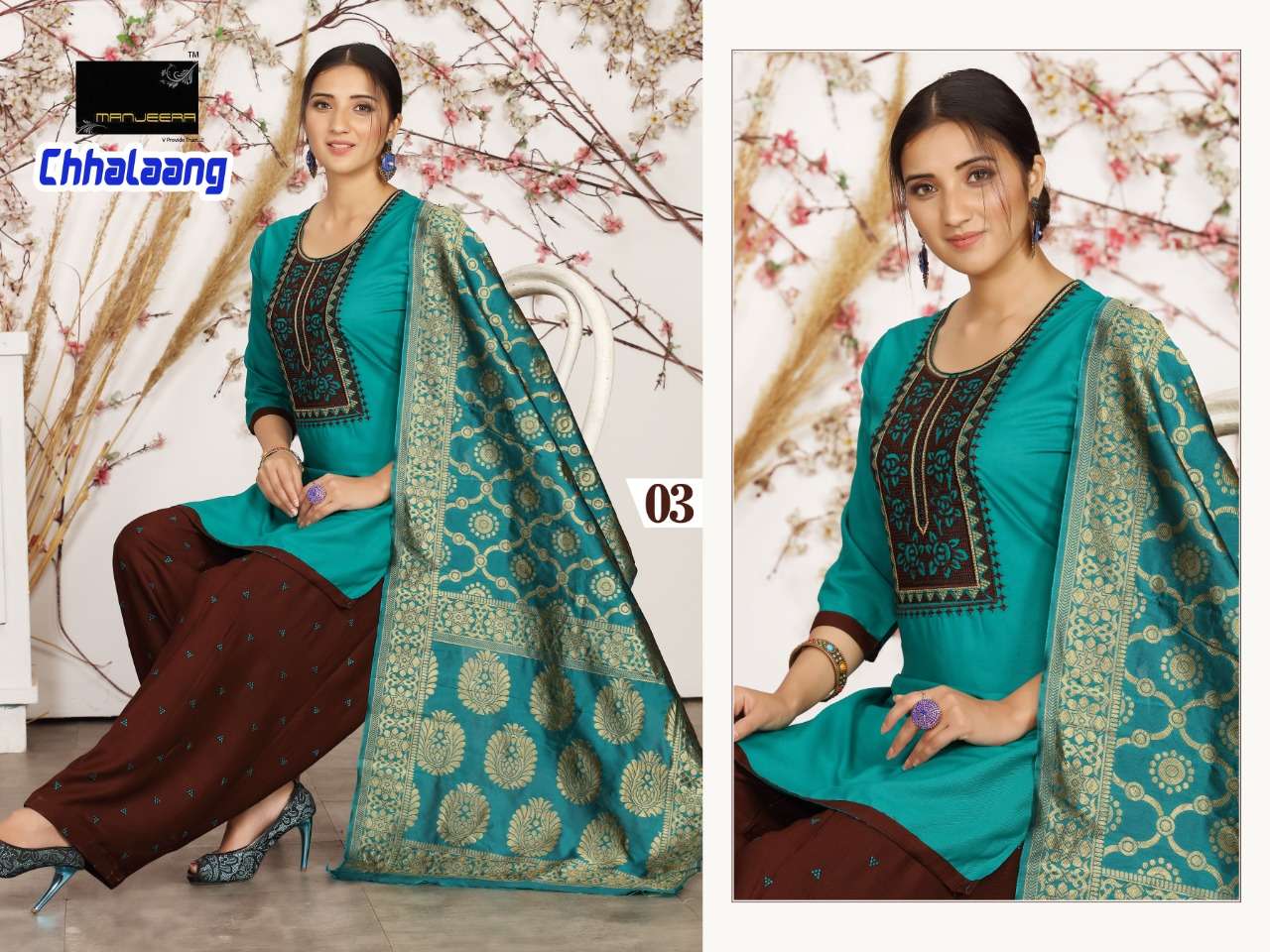 CHHALAANG BY MANJEERA 01 TO 08 SERIES BEAUTIFUL PATIYALA SUITS COLORFUL STYLISH FANCY CASUAL WEAR & ETHNIC WEAR RAYON DRESSES AT WHOLESALE PRICE