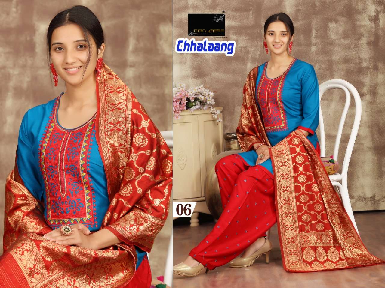 CHHALAANG BY MANJEERA 01 TO 08 SERIES BEAUTIFUL PATIYALA SUITS COLORFUL STYLISH FANCY CASUAL WEAR & ETHNIC WEAR RAYON DRESSES AT WHOLESALE PRICE